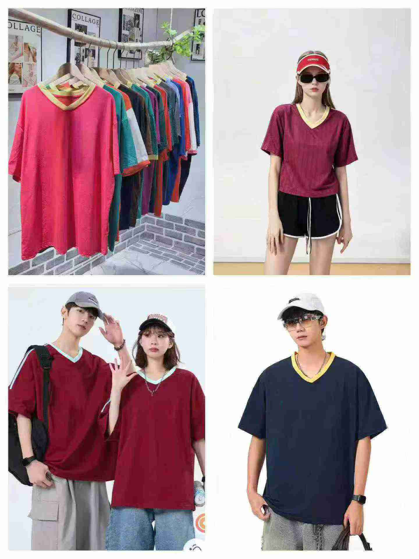Plus Size Plain V-neck T-shirts, About 7000 Pieces Stock Clearance - Image 4