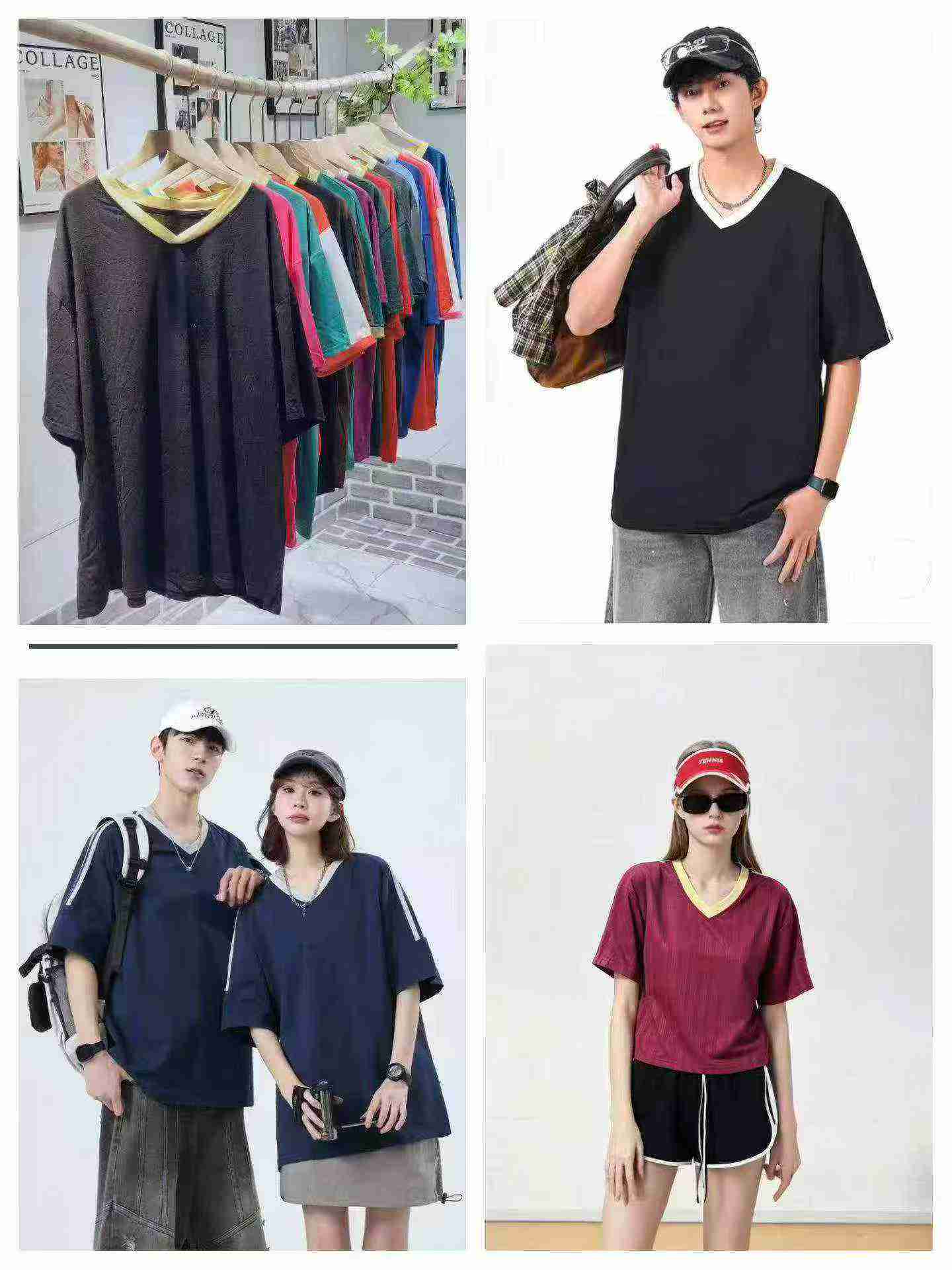 Plus Size Plain V-neck T-shirts, About 7000 Pieces Stock Clearance - Image 5