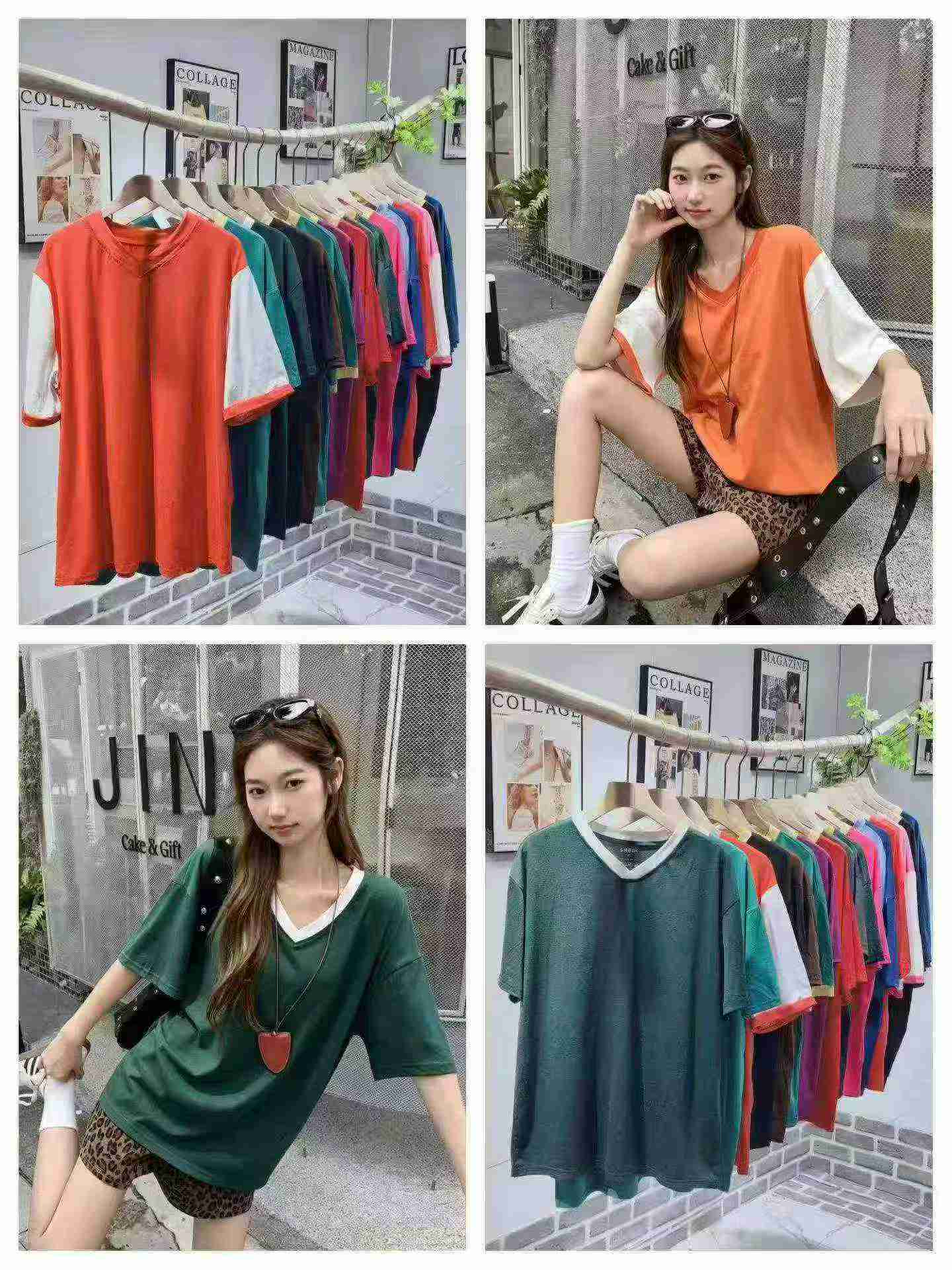 Plus Size Plain V-neck T-shirts, About 7000 Pieces Stock Clearance - Image 7