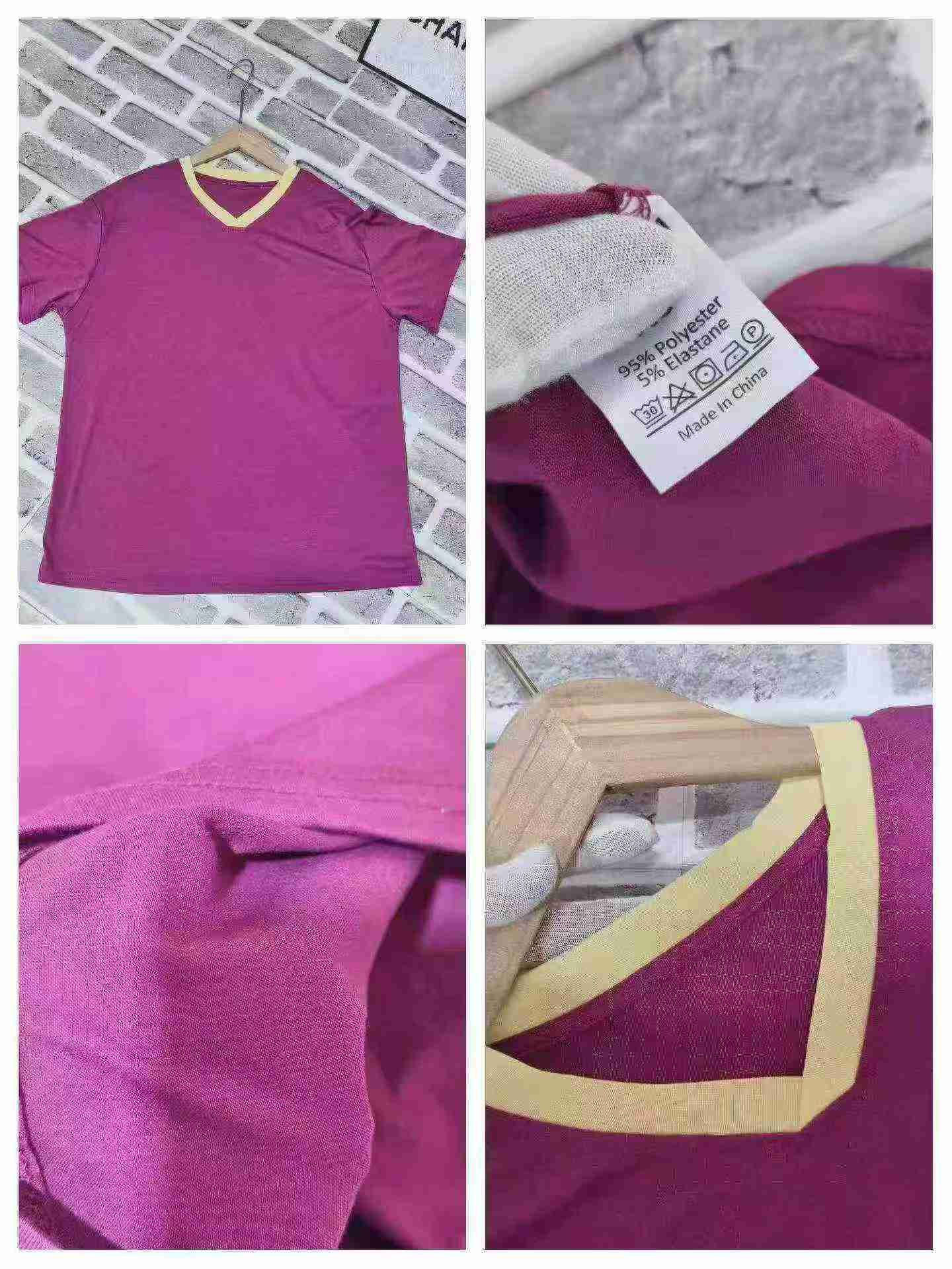 Plus Size Plain V-neck T-shirts, About 7000 Pieces Stock Clearance - Image 8