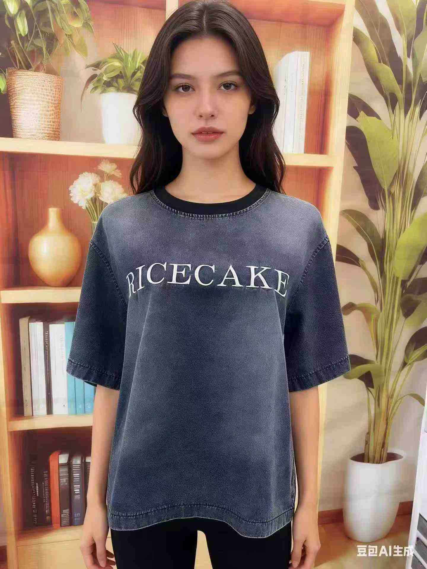 110 Keping Atasan Lengan Pendek Denim Bersulam Gaya Antik Dicuci - Image 2