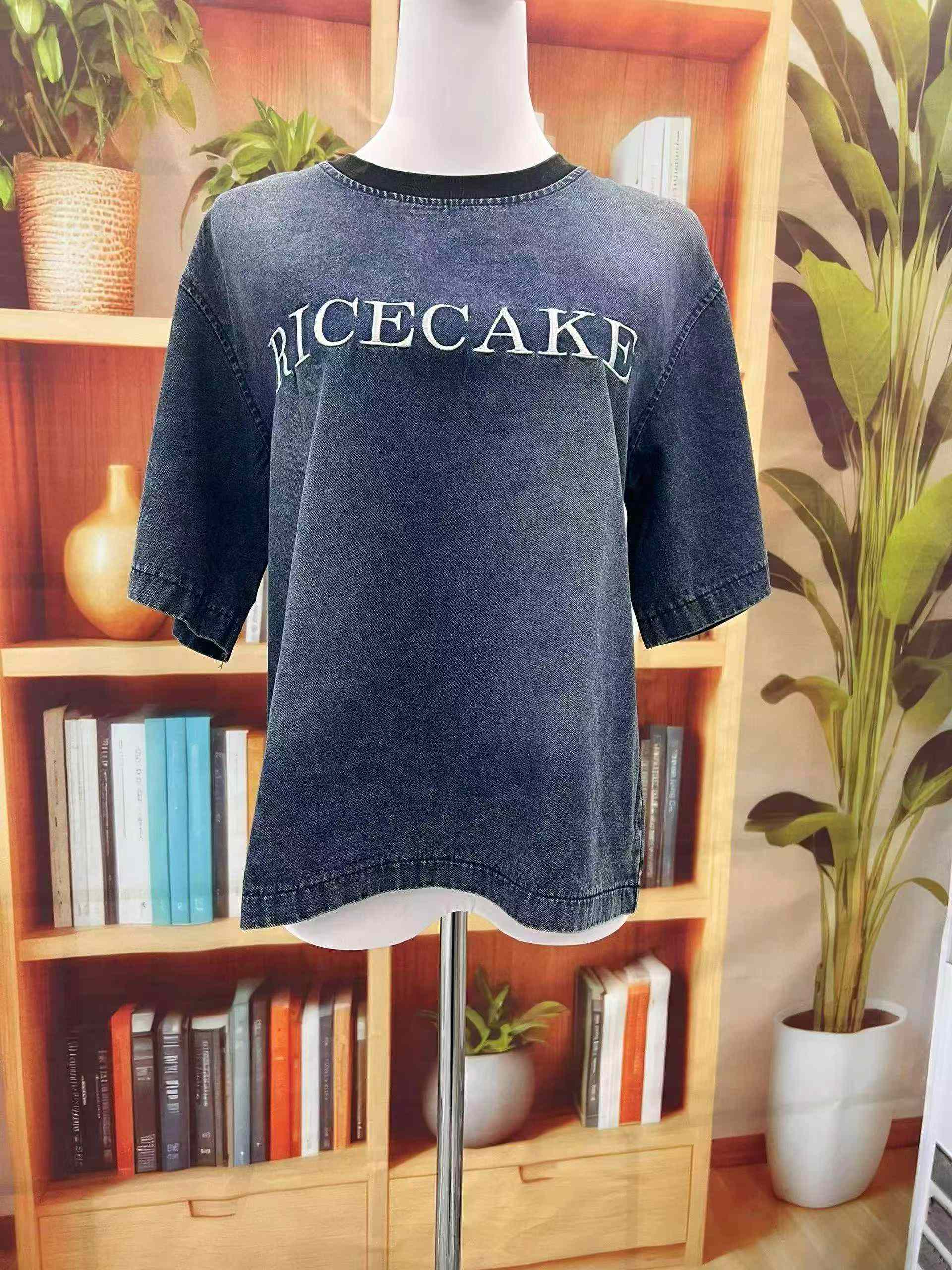 110 Keping Atasan Lengan Pendek Denim Bersulam Gaya Antik Dicuci - Image 3