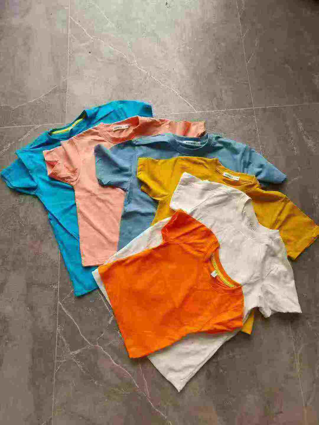 About 1500pcs 100% Cotton Kids Solid Short Sleeve T-shirts Size 90-150 - Image 7