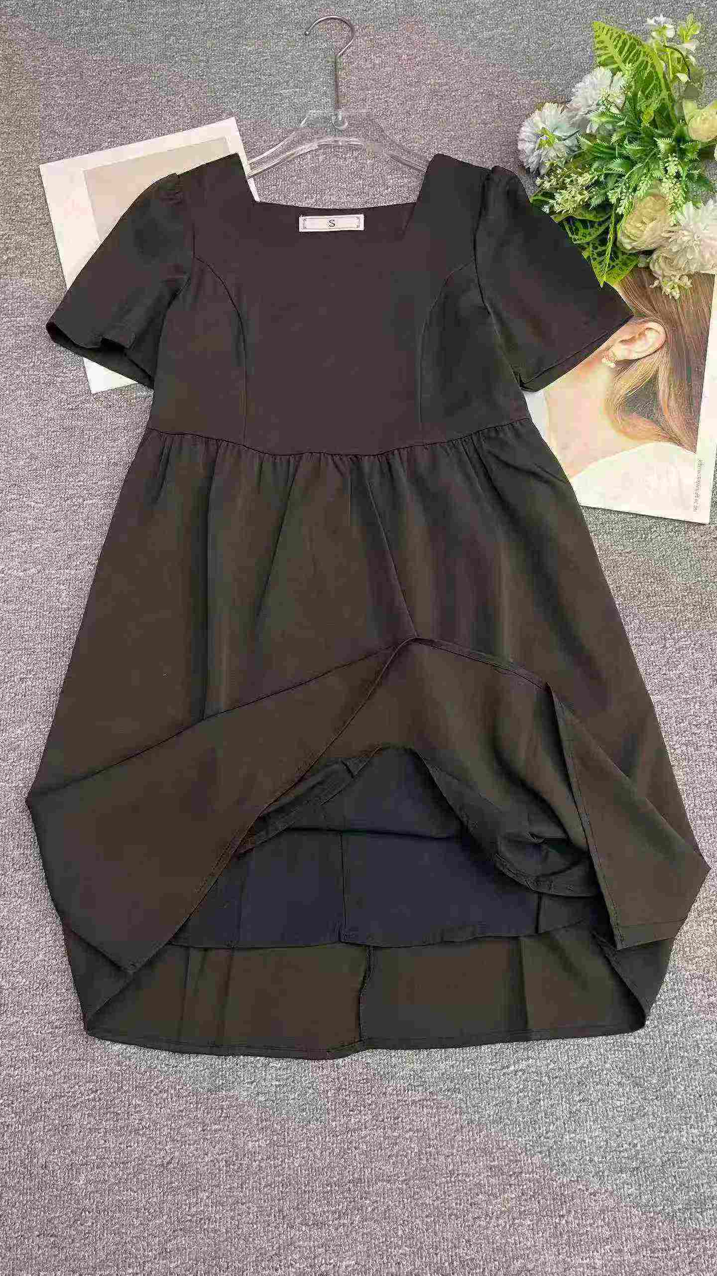 76 Pcs Recycled Korean Style Square Neck Fashion Little Black Dress - Image 2
