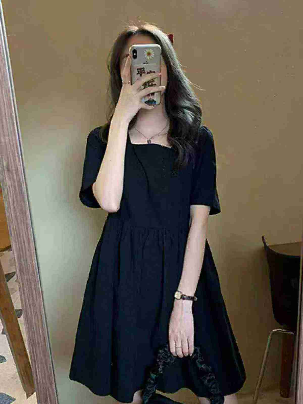 76 Pcs Recycled Korean Style Square Neck Fashion Little Black Dress - Image 5