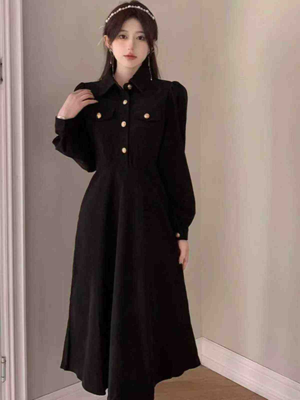 65 Pieces Recycled Hepburn Style Long Sleeve Corduroy Dresses - Image 5
