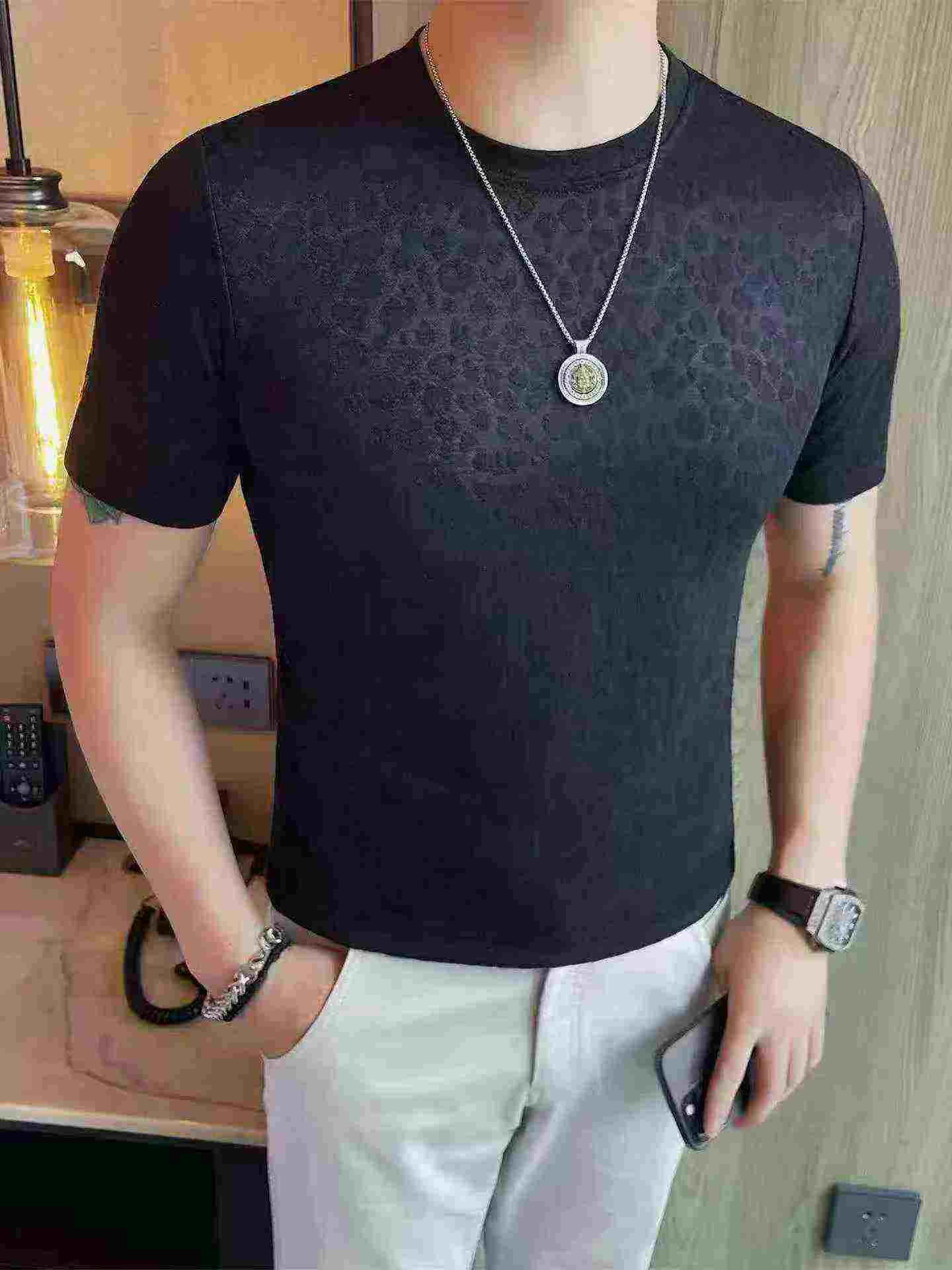 Men's Jacquard Linen Short Sleeve T-shirts 304 Pieces - Image 5