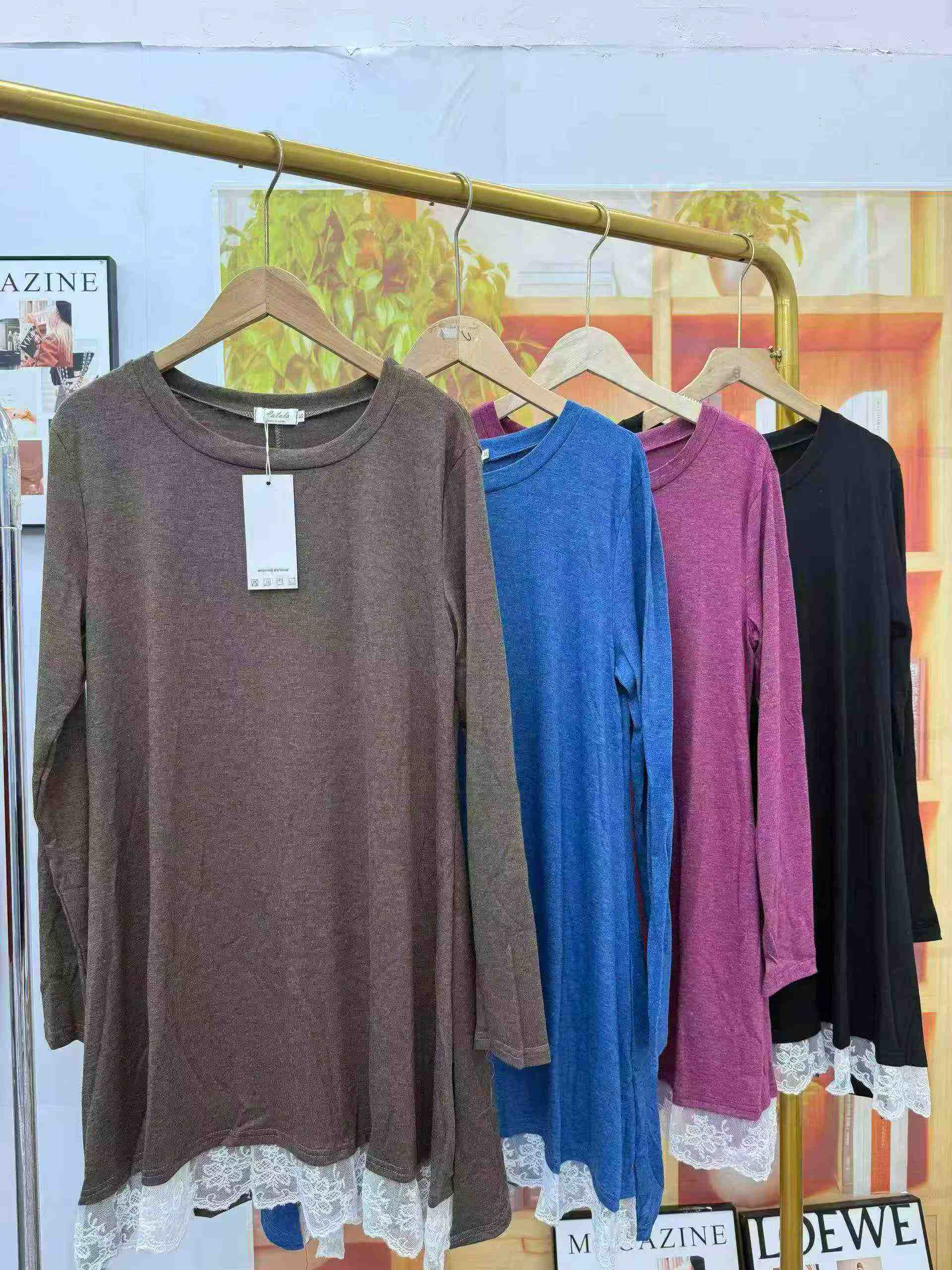New Autumn Long Sleeve Lace Patchwork Women's Dress 143 Pcs - Image 5