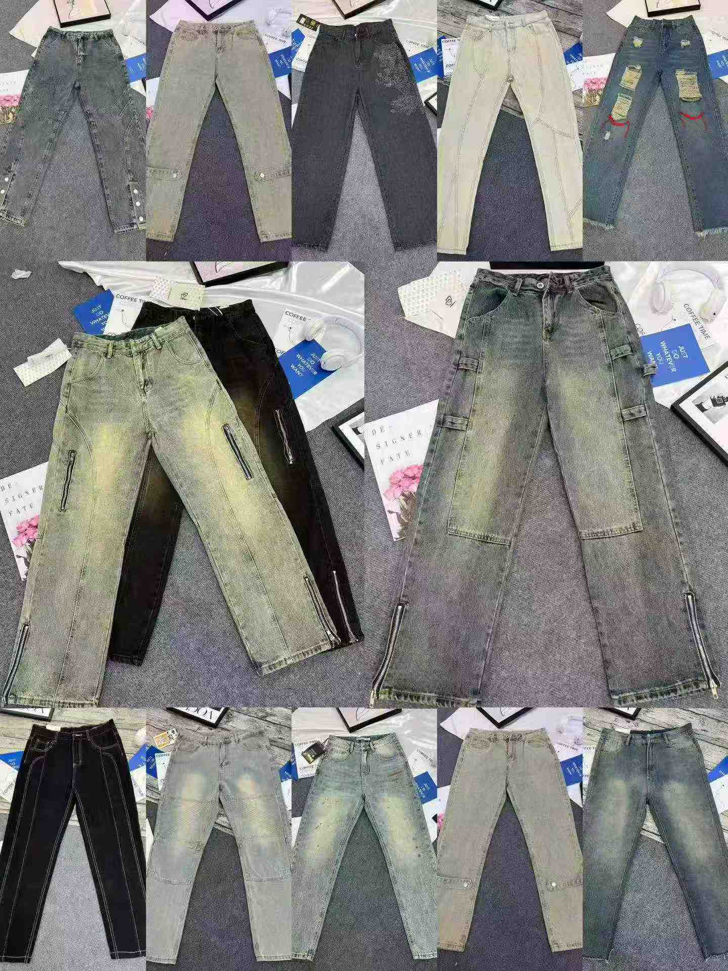 7280 Pieces American High Street Men's Straight Jeans Stock Wholesale - Image 7