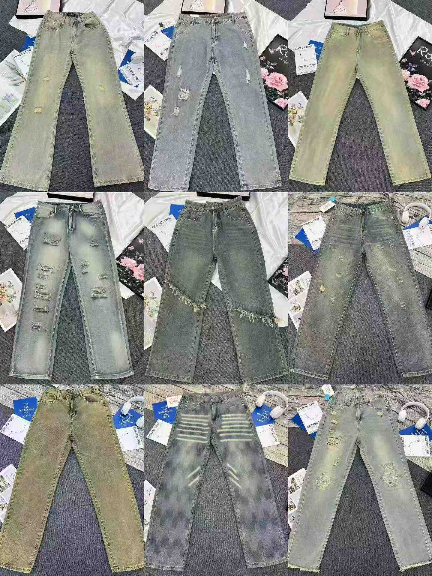7280 Pieces American High Street Men's Straight Jeans Stock Wholesale - Image 8