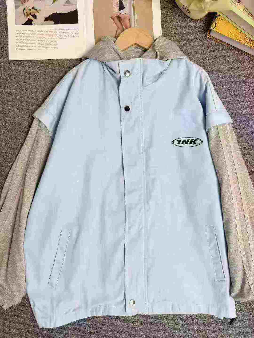 Chaqueta de trabajo con capucha a rayas de efecto dos piezas para hombre 190 piezas - Image 6