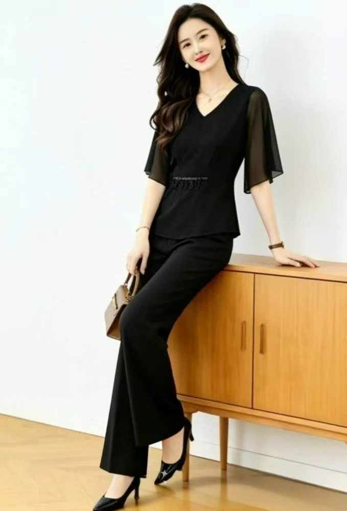 Summer New Loose Black Women's Set, 457 Pieces - Image 1