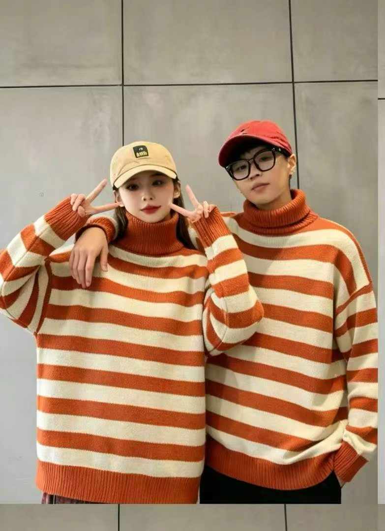 Autumn Winter Unisex Vintage Striped Turtleneck Sweater 800 Pieces - Image 1