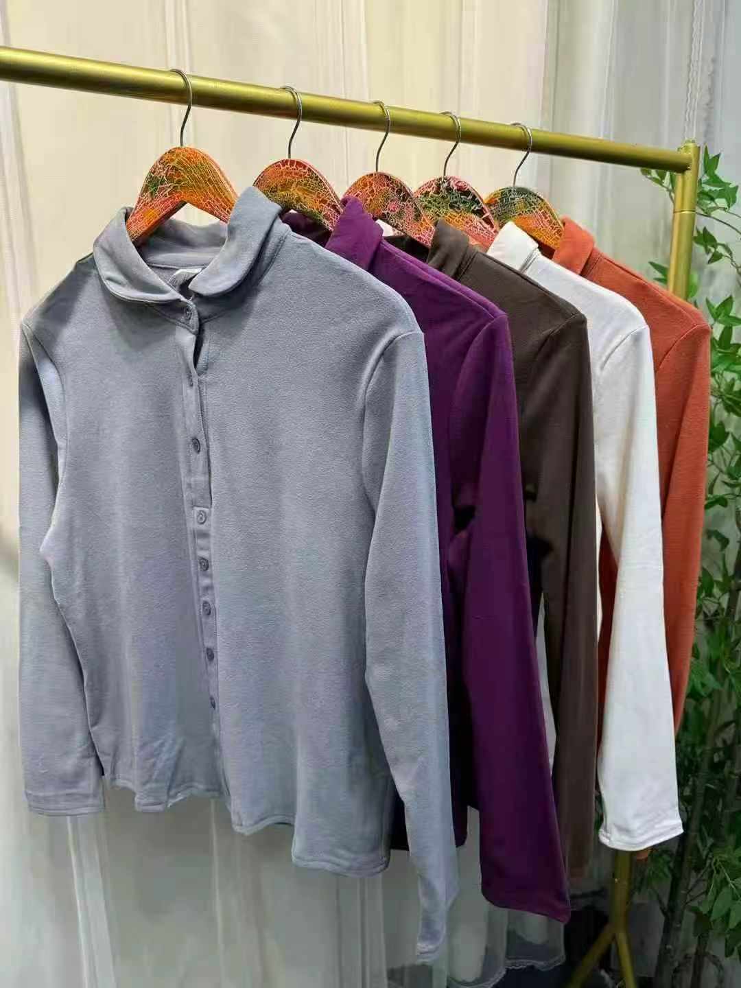 205pcs High-grade Cotton Plus Size Long Sleeve Women's Shirts - Image 1