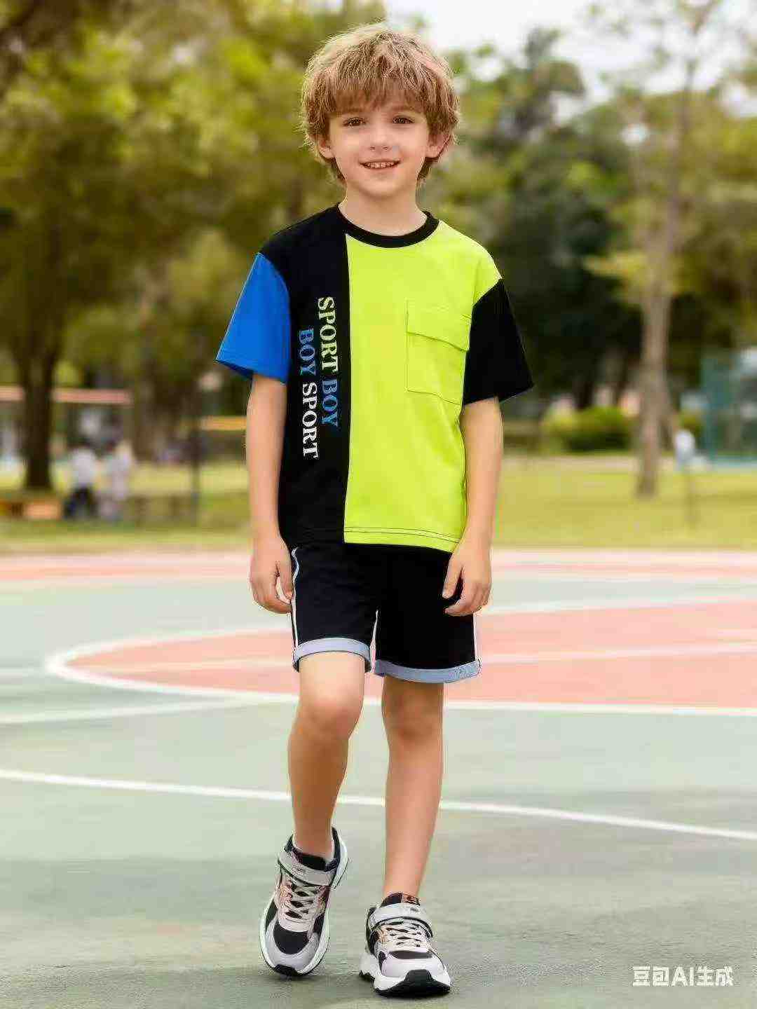 About 5000 Pieces Branded Colorblock Kids Summer T-Shirts - Image 1