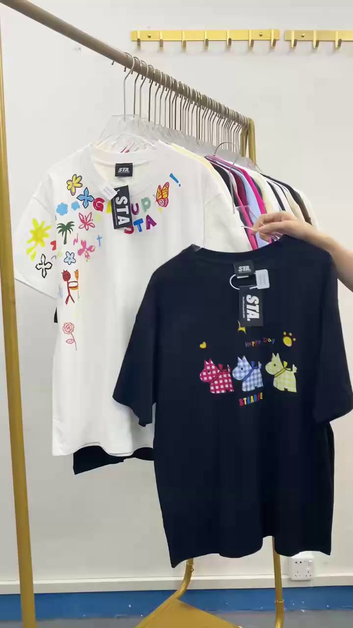 500 Pcs Trendy Brand Cotton Short Sleeve T-shirts - Image 1