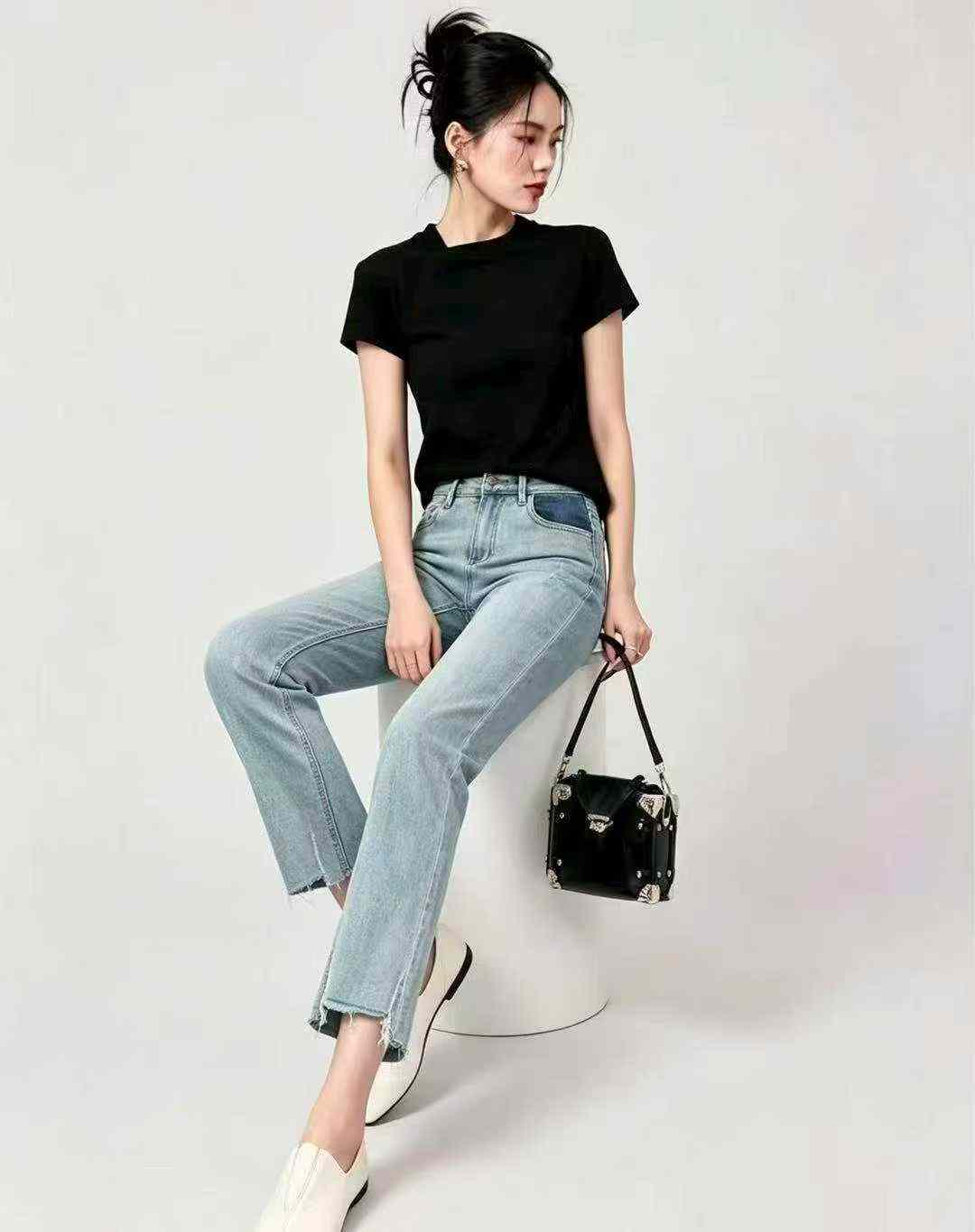 Summer New Designer High Stretch Washed Cotton Denim Cigarette Pants 150 Pcs - Image 1