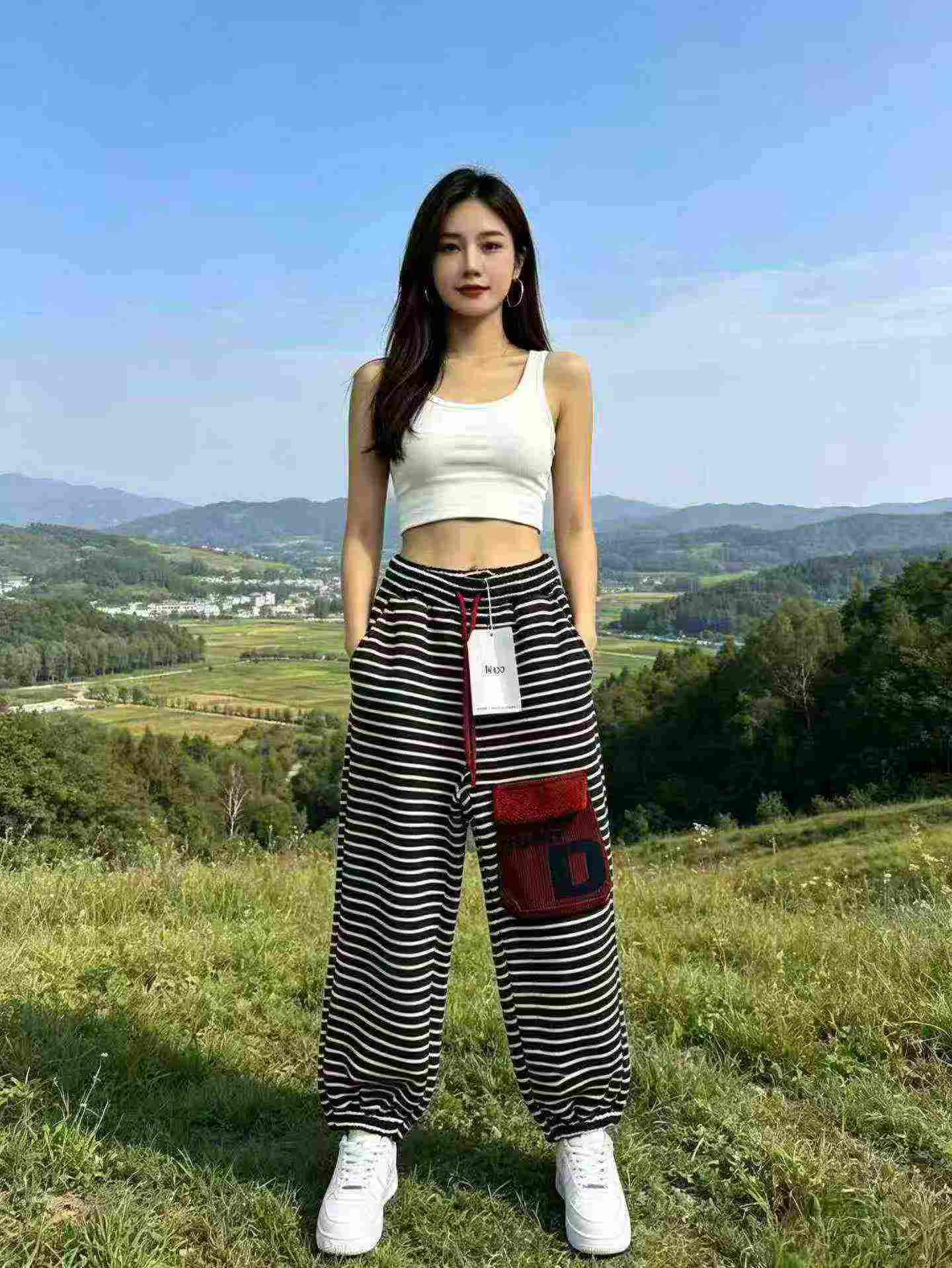 275 Pcs High Quality Autumn Winter Cotton Fleece Striped Cargo Sweatpants - Image 1