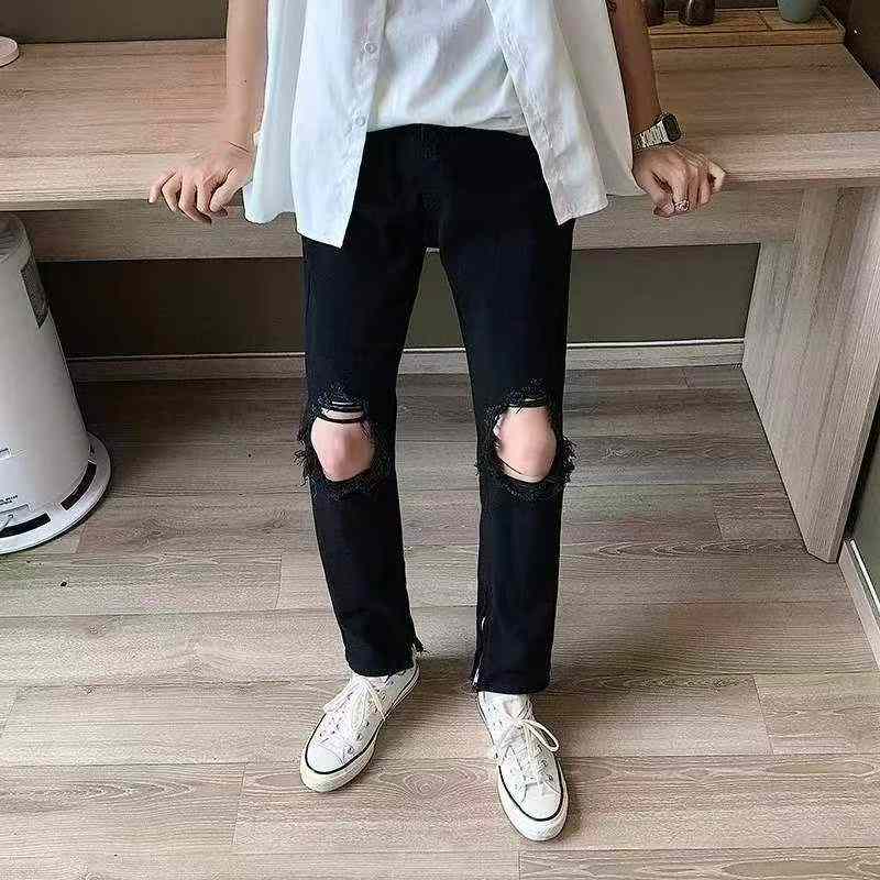 New Summer Men's High Street Ripped Zipper Jeans 790 Pieces - Image 1