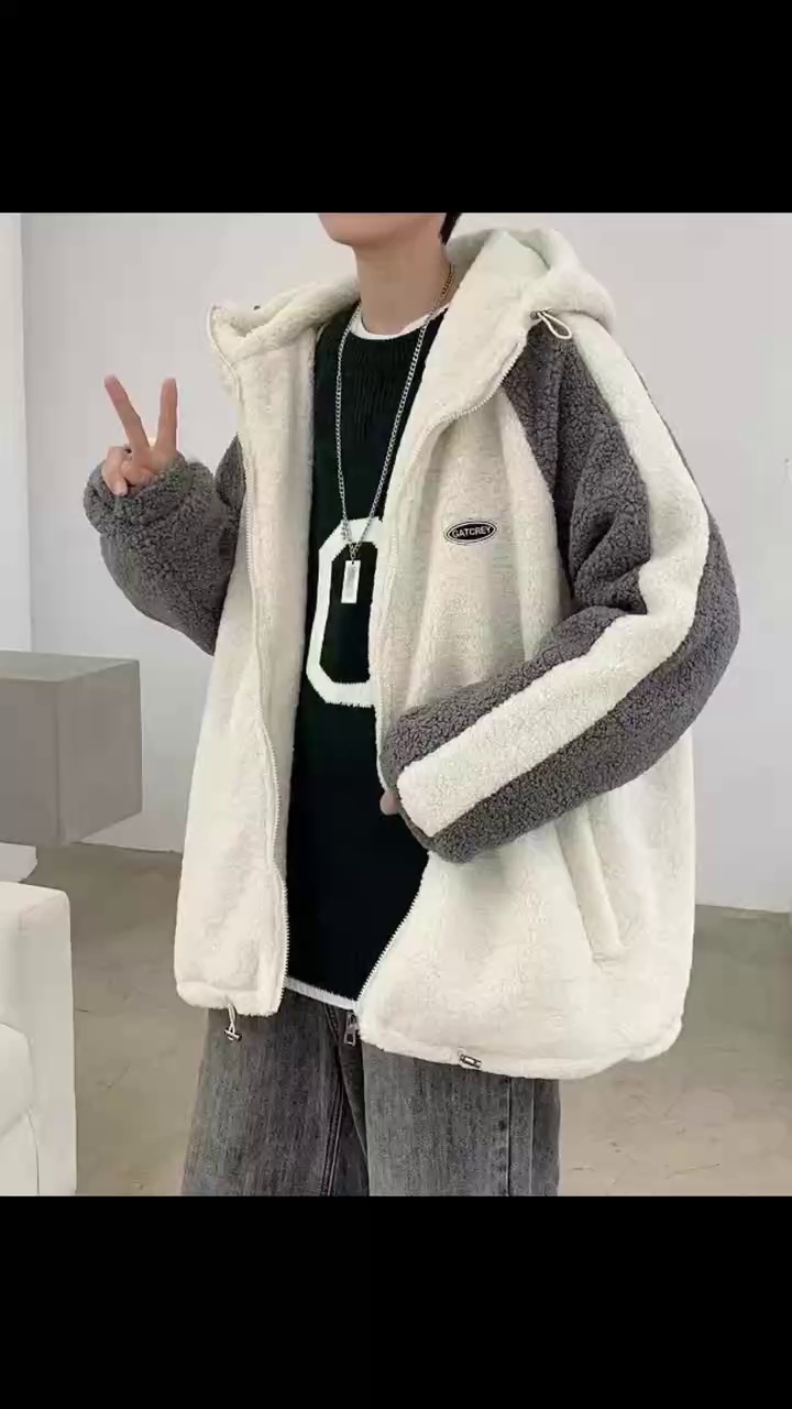 500 Pcs Men's Autumn Winter Fashion Lamb Wool Coats, Mixed Sizes M-3XL, Independent Packaging - Image 1