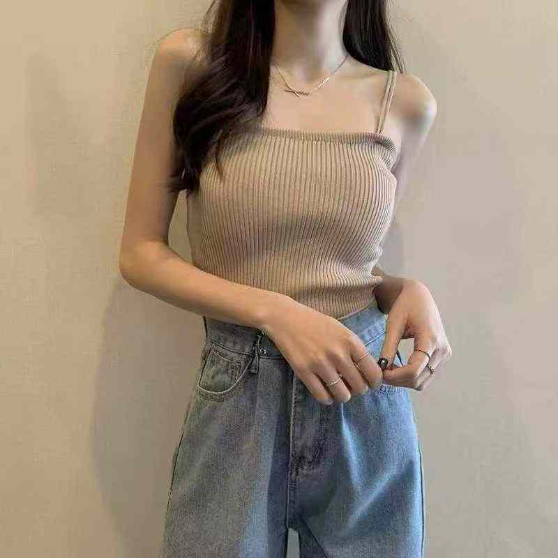 295 Pcs New Summer Plain Slim Elastic Knit Cami Tank Top - Image 1