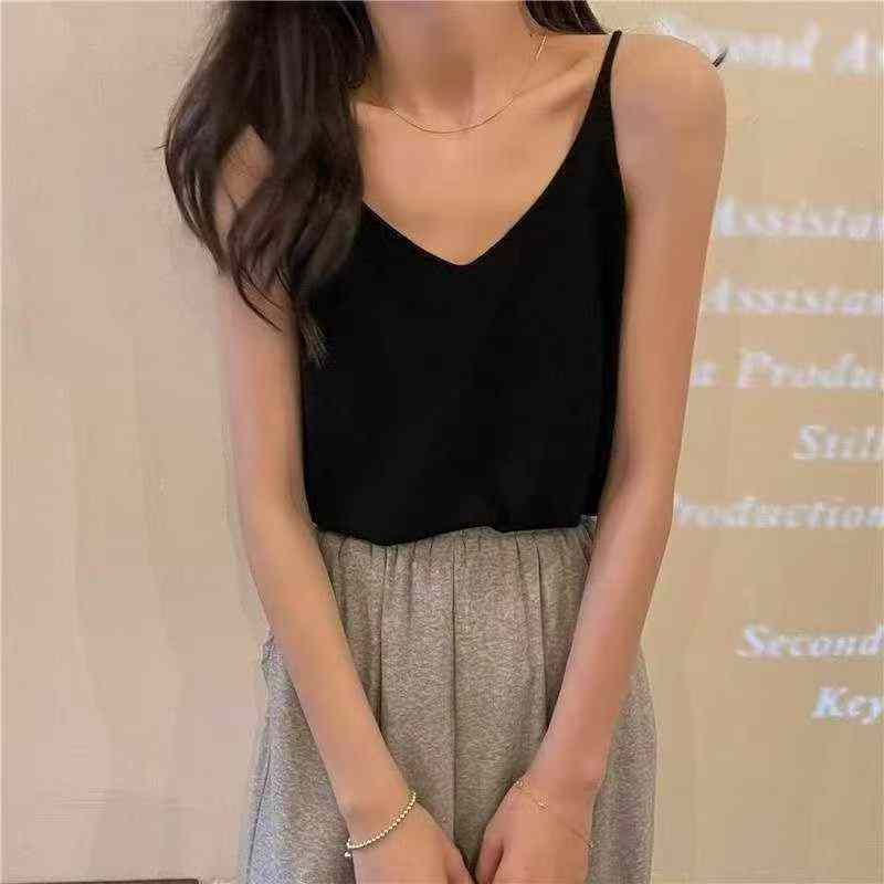 Summer New Plain Loose Ice Silk Knit Camisole Tank Tops, 1260 Pieces - Image 1