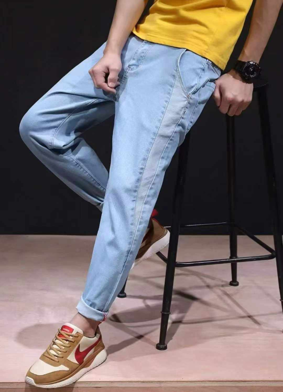 Spring Summer High Stretch Men's Washed Cotton Jeans, About 210 Pieces - Image 1