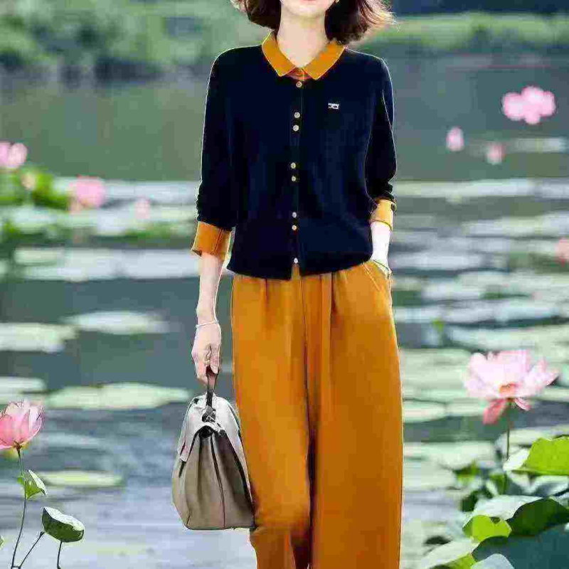 2026 New Colorblock Lapel Polo Top & Pants Two-piece Set, About 510 Sets - Image 1