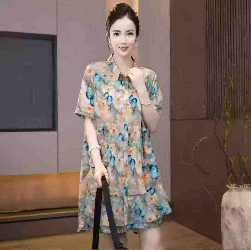 Clearance 1568 Sets Fashion Loose Button Shirt & Shorts Two Piece Set - Image 1