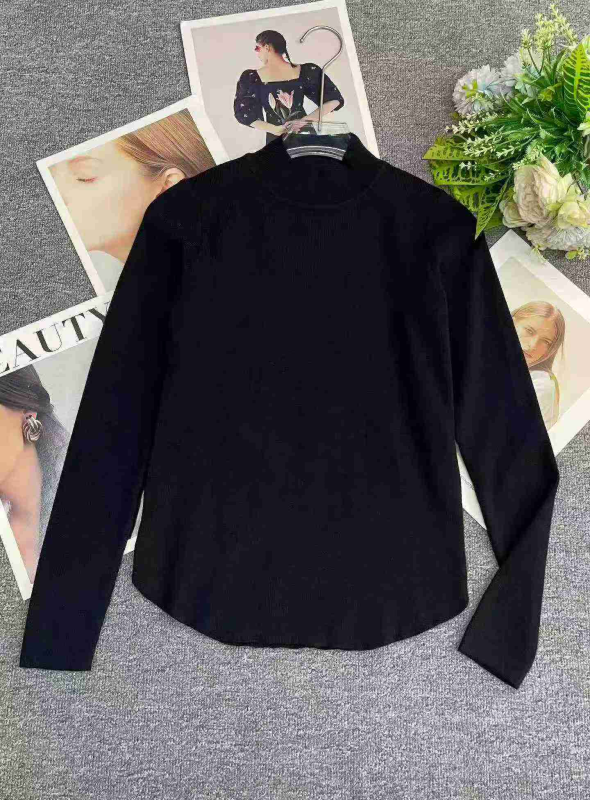169 Pcs High Quality Black Crew Neck Long Sleeve Irregular Knit Sweater - Image 1