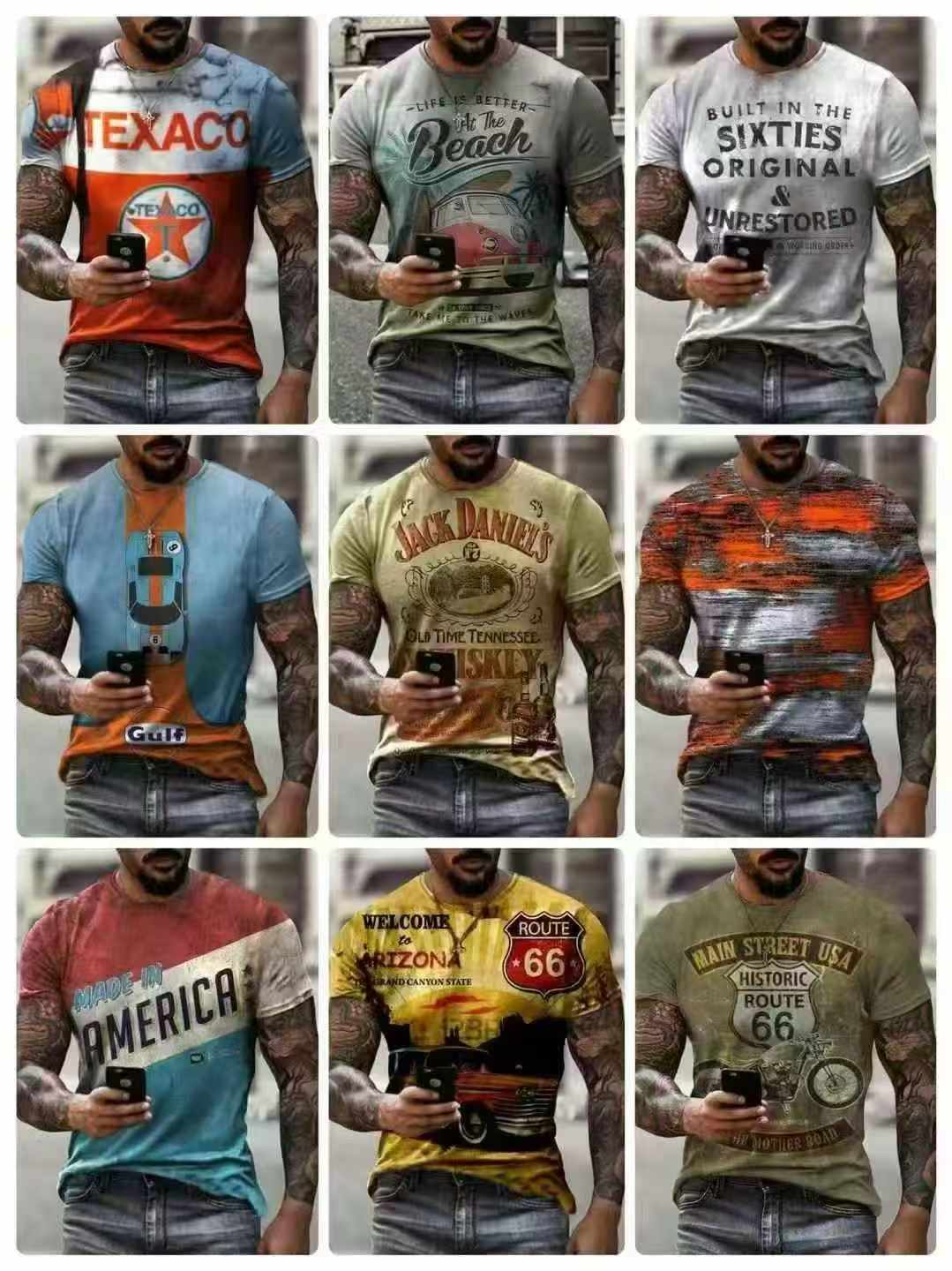 T-shirts d'été transfrontaliers à impression 3D, à coupe ample, col rond et manches courtes, 60 000 pièces - Image 2