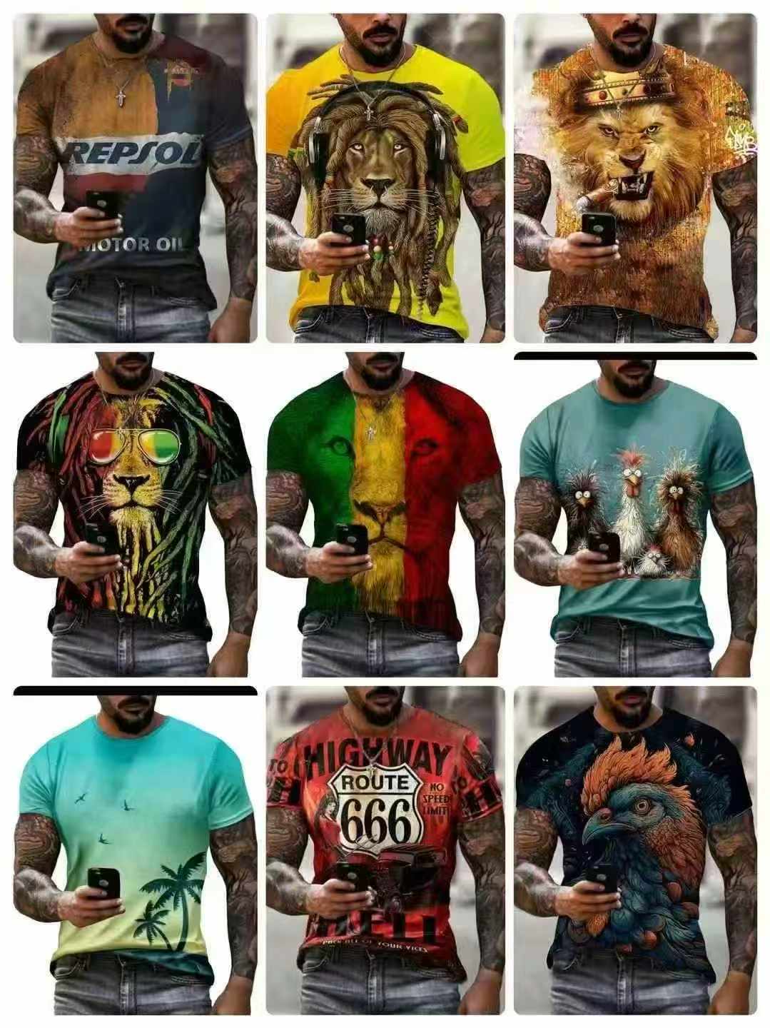 T-shirts d'été transfrontaliers à impression 3D, à coupe ample, col rond et manches courtes, 60 000 pièces - Image 4
