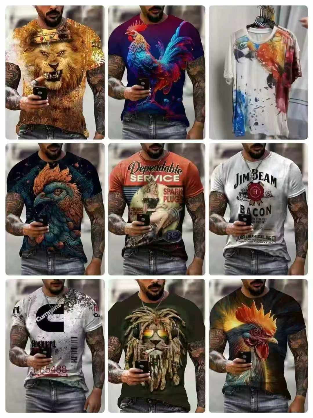 T-shirts d'été transfrontaliers à impression 3D, à coupe ample, col rond et manches courtes, 60 000 pièces - Image 7