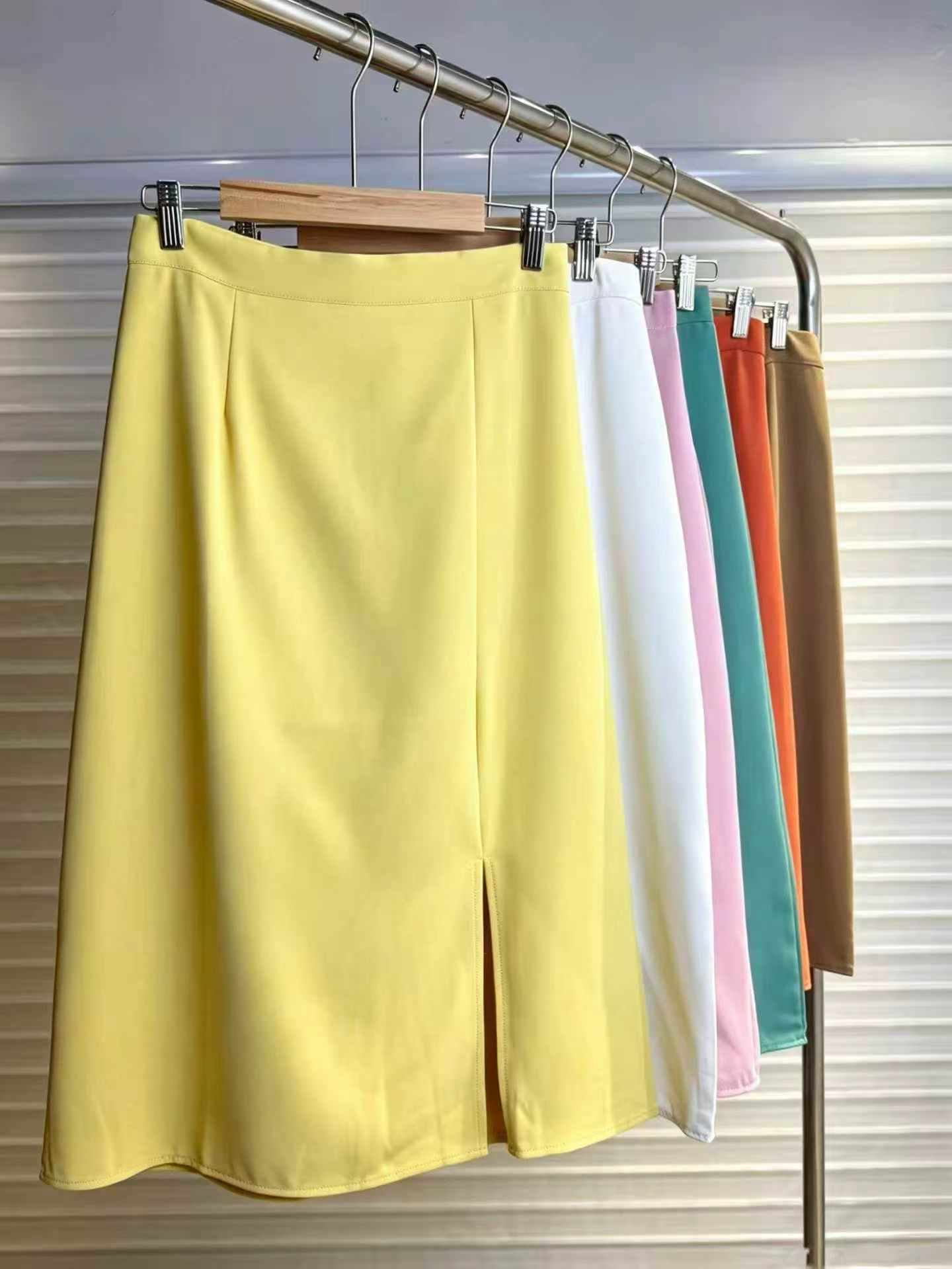 Plus Size High Waist Solid Split Midi A-line Skirts For Women 3500 Pieces - Image 5