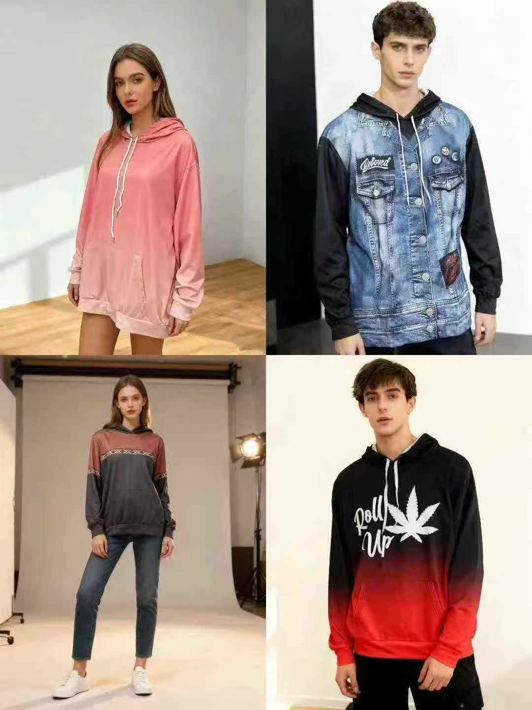 เสื้อฮู้ดดี้ยูนิเซ็กซ์ พิมพ์ลายดิจิทัล 3D สำหรับค้าขายข้ามแดน ขนาด S-6XL บรรจุแยกรายตัว จำนวนทั้งหมด 15,000 ตัว - Image 3
