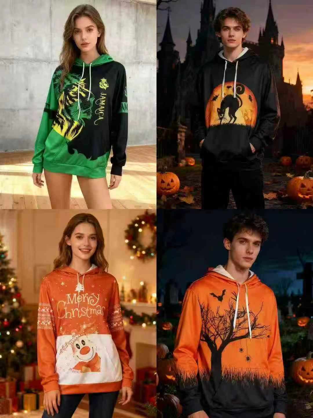 เสื้อฮู้ดดี้ยูนิเซ็กซ์ พิมพ์ลายดิจิทัล 3D สำหรับค้าขายข้ามแดน ขนาด S-6XL บรรจุแยกรายตัว จำนวนทั้งหมด 15,000 ตัว - Image 4