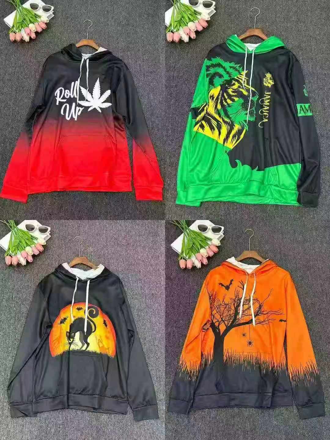 เสื้อฮู้ดดี้ยูนิเซ็กซ์ พิมพ์ลายดิจิทัล 3D สำหรับค้าขายข้ามแดน ขนาด S-6XL บรรจุแยกรายตัว จำนวนทั้งหมด 15,000 ตัว - Image 9