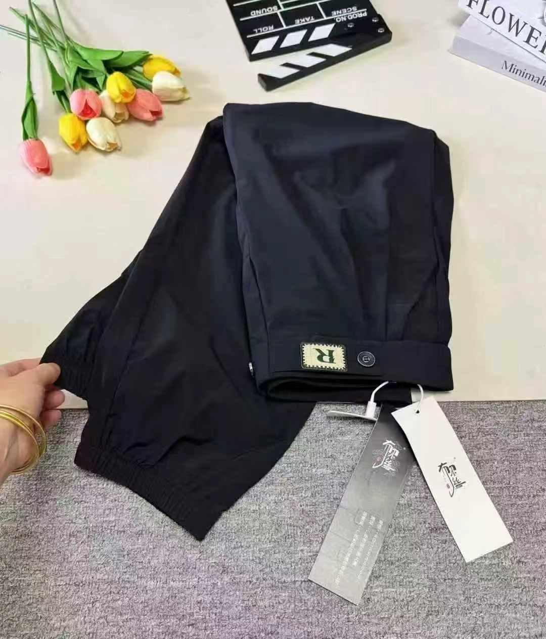 กางเกงฮาเร็มทรงเรียวแฟชั่นลำลองสำหรับผู้หญิงแบรนด์ระดับไฮเอนด์ สีดำ ประมาณ 500 ชิ้น ไซส์ M-4XL - Image 7