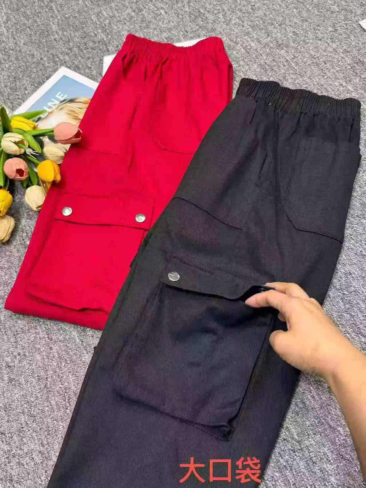 870 pièces Pantalons cargo en coton amples à multiples poches pour filles de grands enfants - Image 8