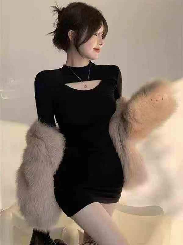 600 Keping Gaun Bodycon Langsing Lengan Panjang Berkerut Musim Bunga - Image 2