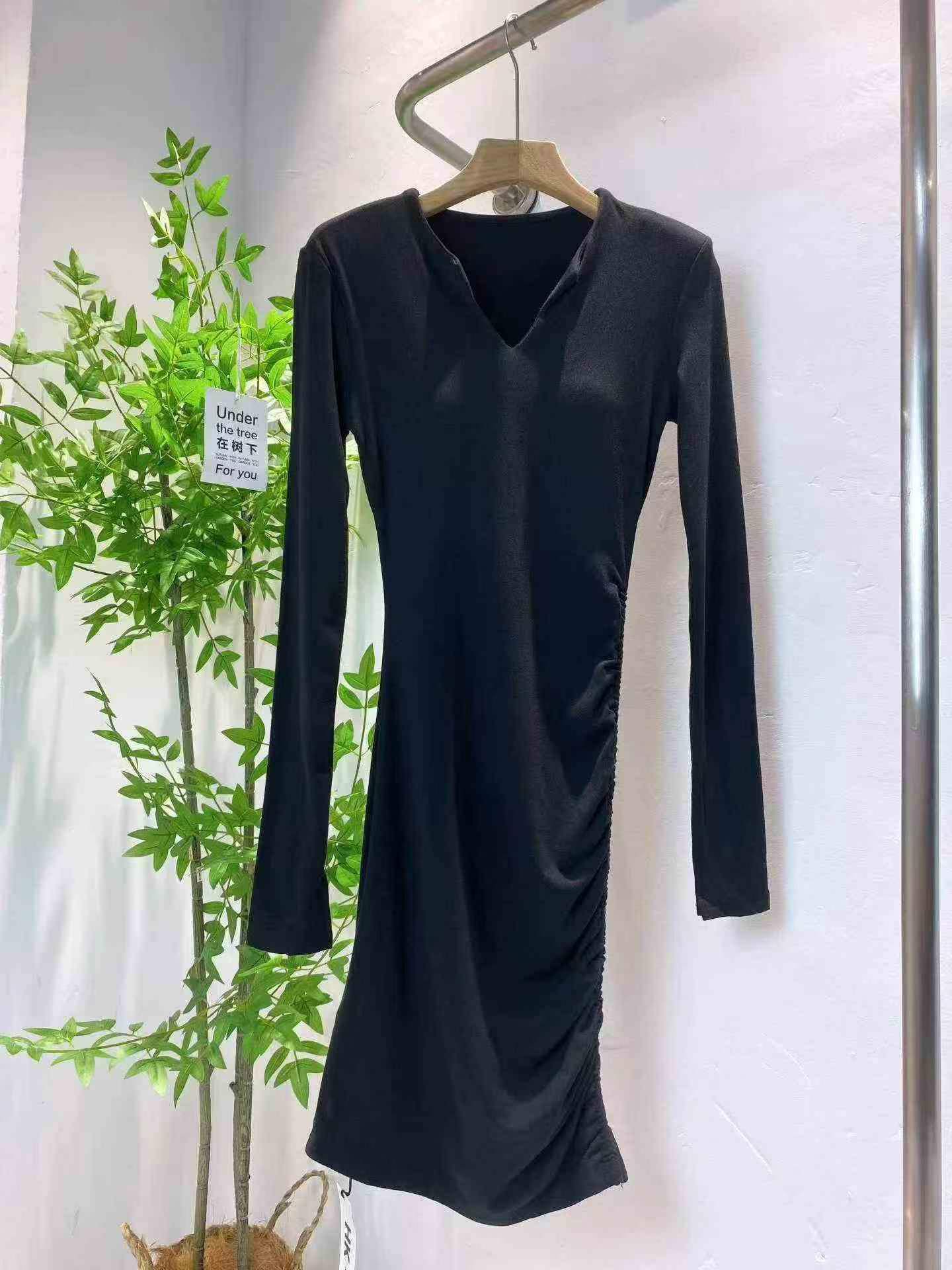 600 Keping Gaun Bodycon Langsing Lengan Panjang Berkerut Musim Bunga - Image 6