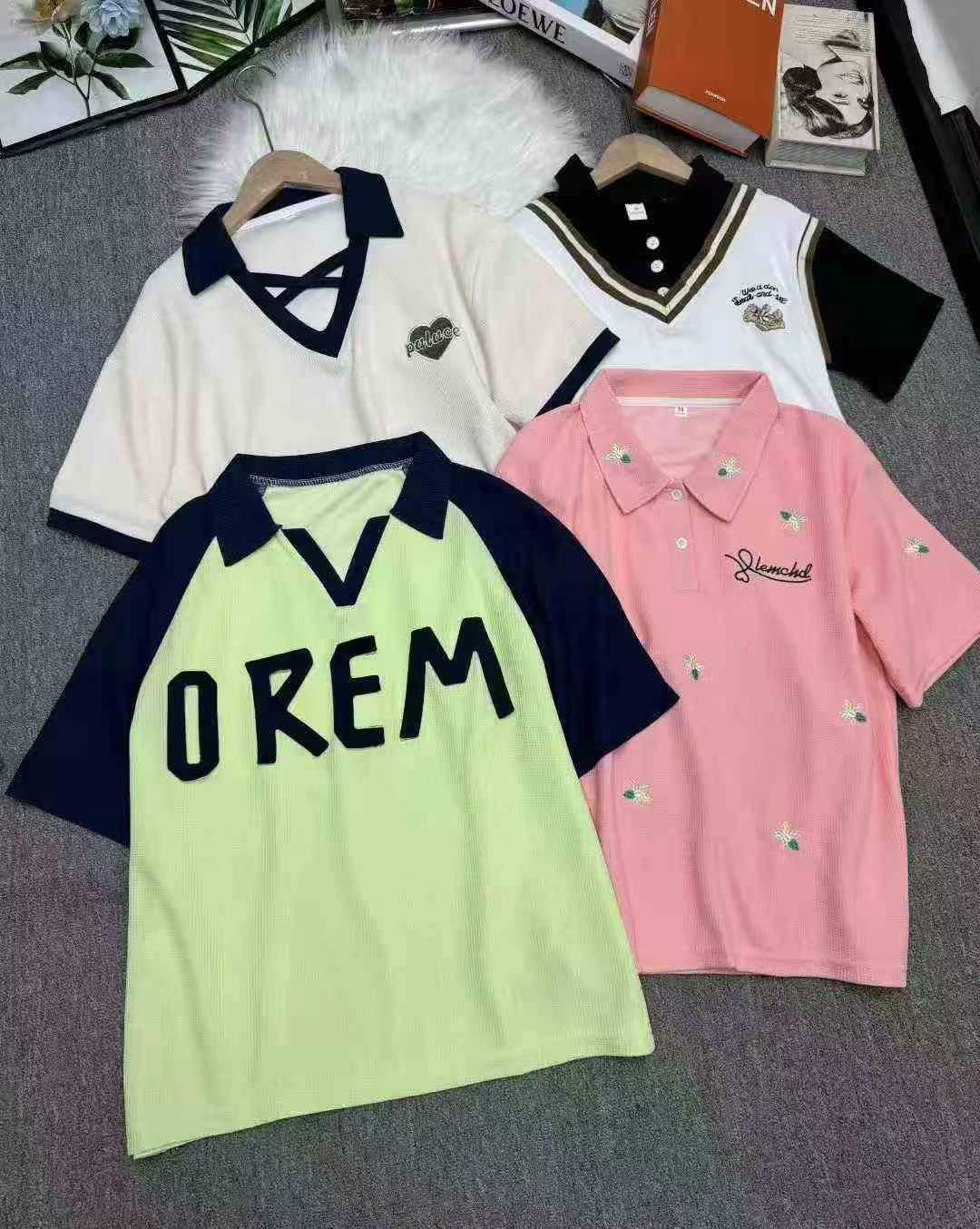 Camisetas Waffle Femininas Misturadas de Moda Coreana, Total de 8570 Peças - Image 3