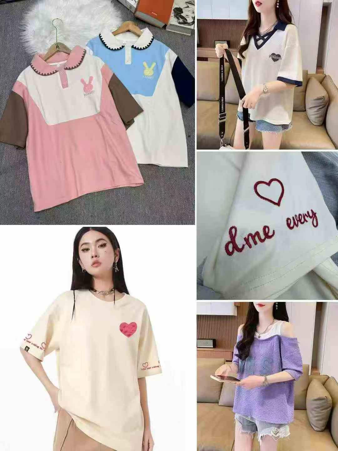 Camisetas Waffle Femininas Misturadas de Moda Coreana, Total de 8570 Peças - Image 5