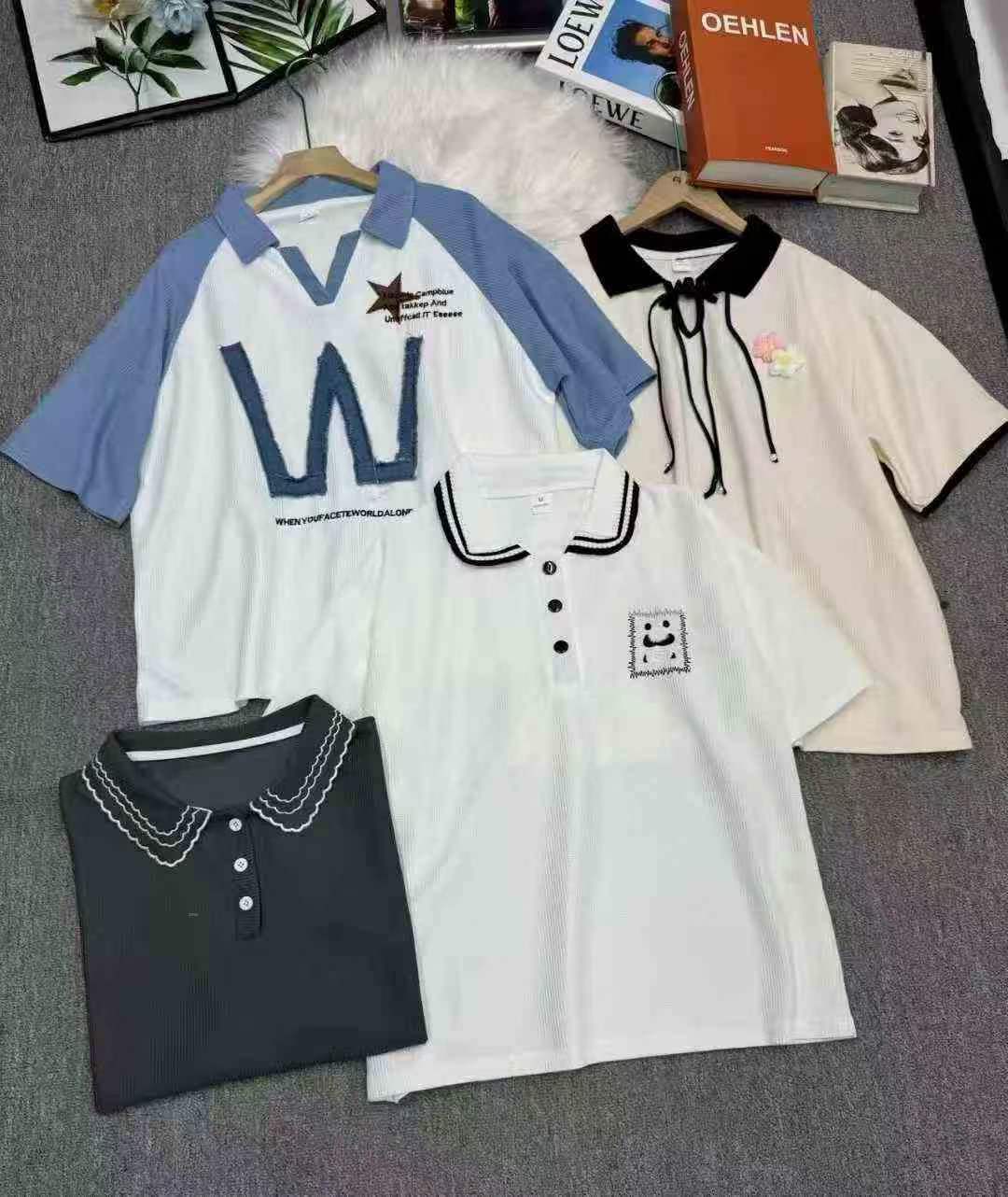 Camisetas Waffle Femininas Misturadas de Moda Coreana, Total de 8570 Peças - Image 6