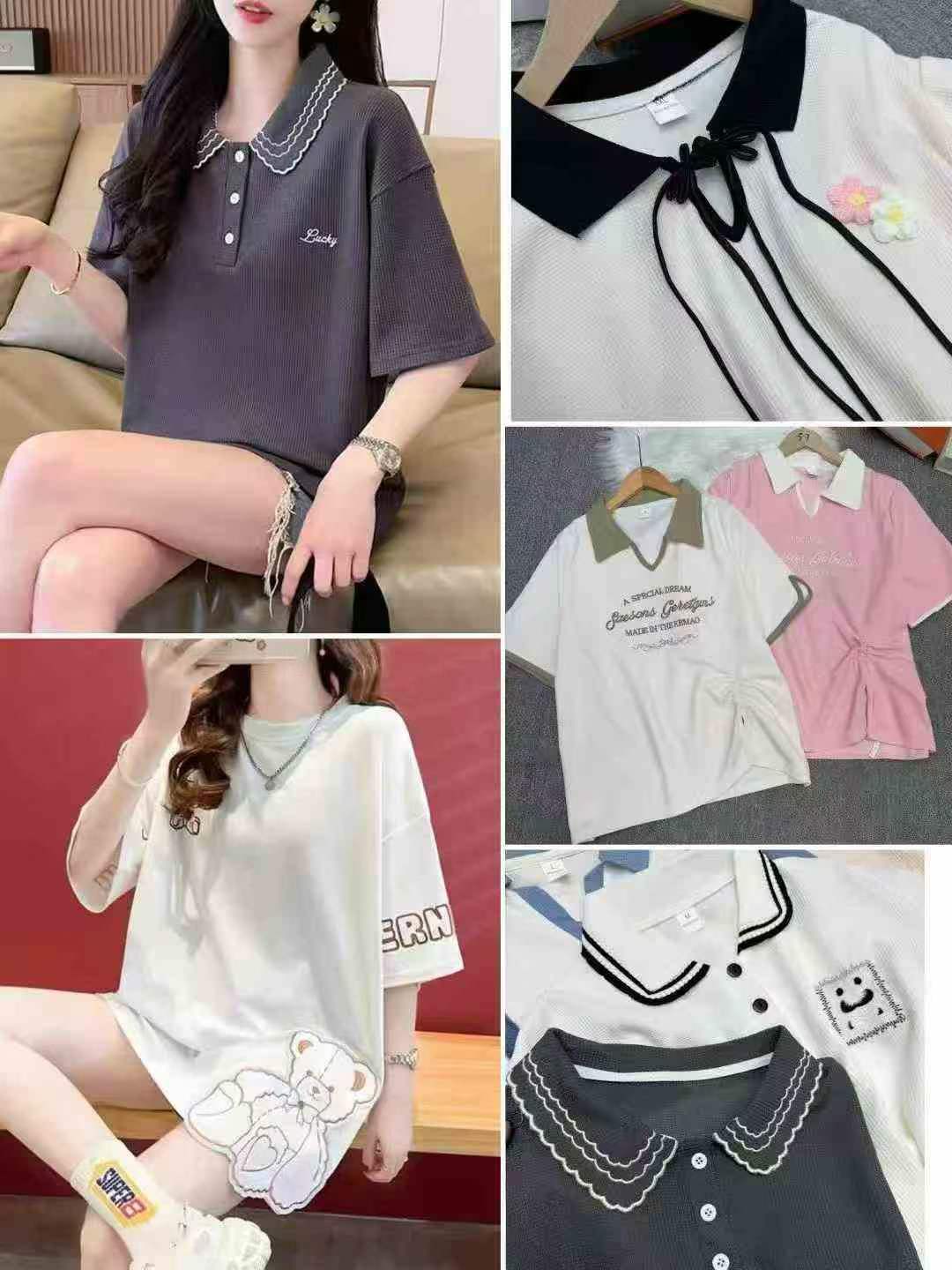Camisetas Waffle Femininas Misturadas de Moda Coreana, Total de 8570 Peças - Image 7