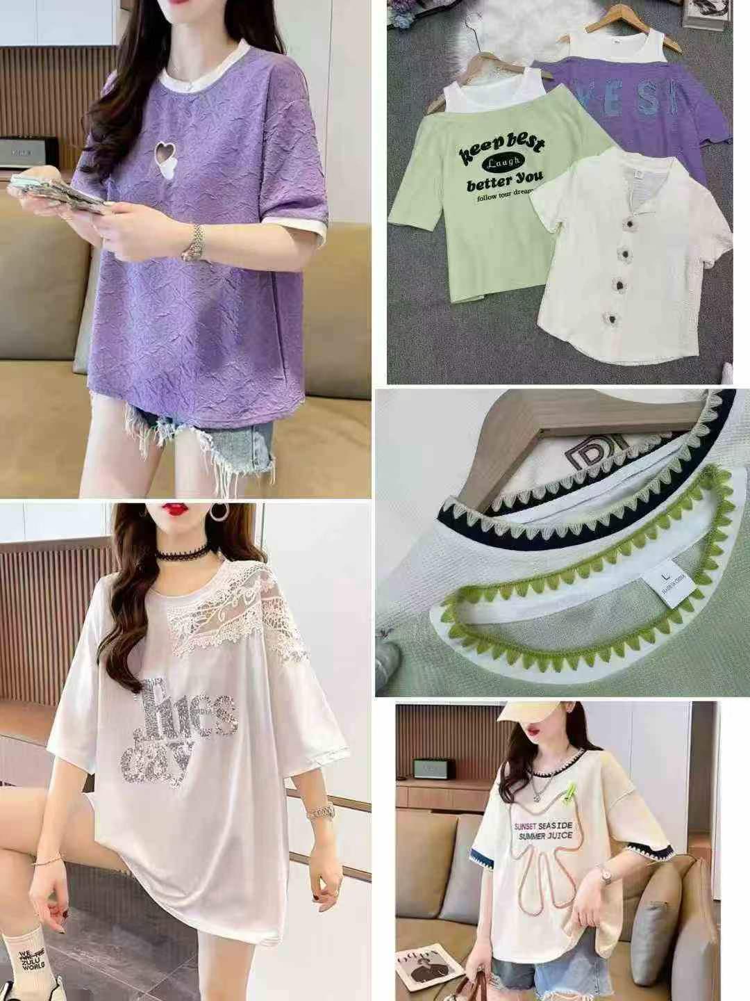 Camisetas Waffle Femininas Misturadas de Moda Coreana, Total de 8570 Peças - Image 8