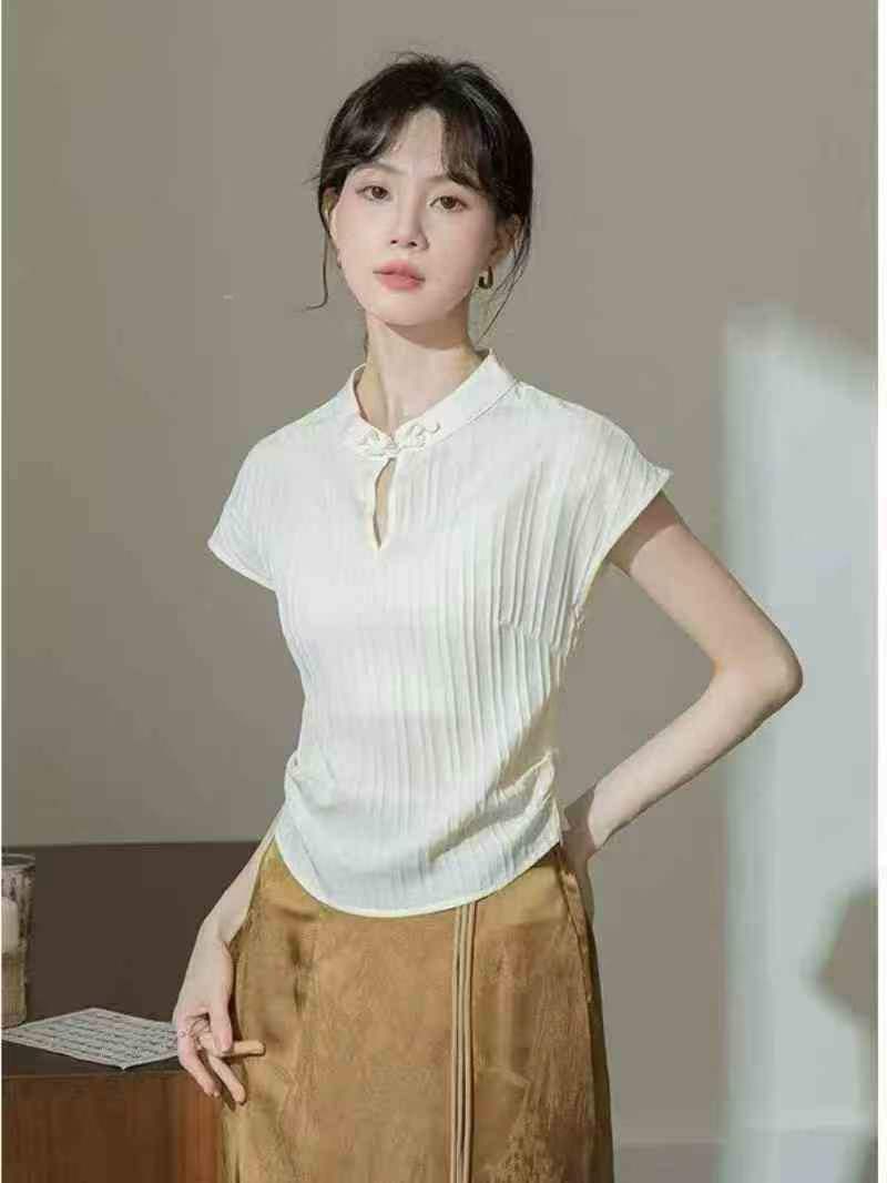 Blouses à manches courtes en coton et lin, environ 2100 pièces, taille unique, vente en gros de déstockage - Image 5