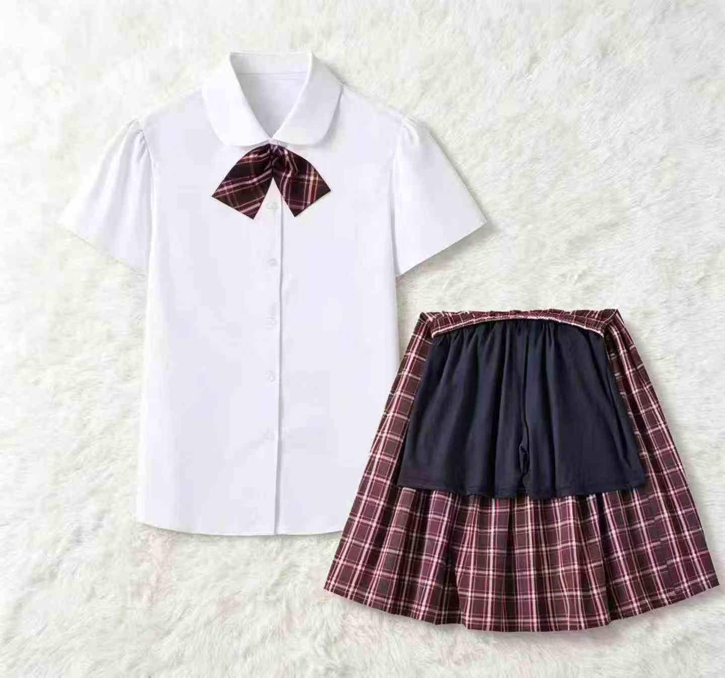 8000 Set Kemeja Putih Kapas Musim Panas & Set Rok Anti-Gelincir Dengan Tag - Image 2