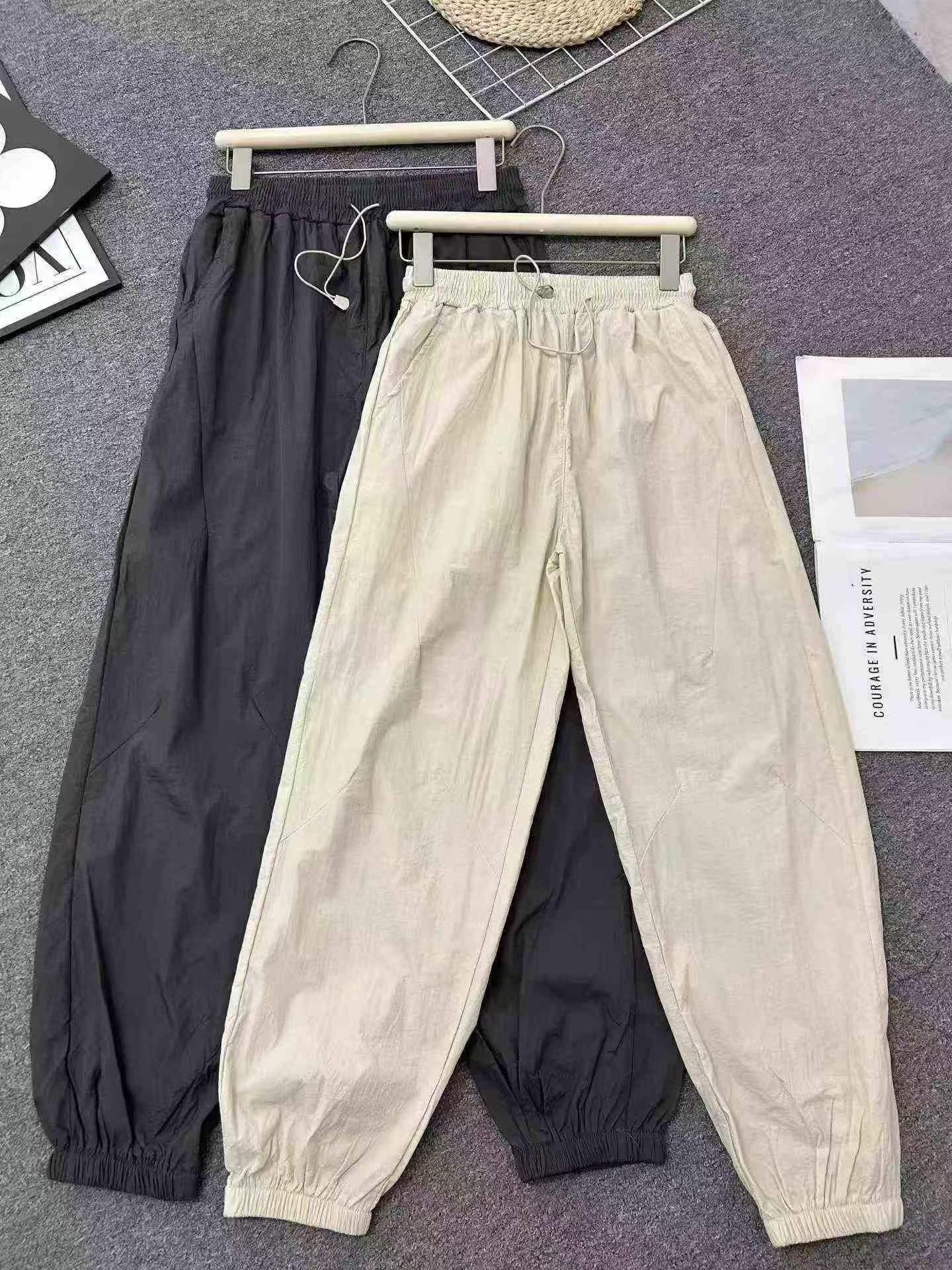 538 sztuk letnich luźnych zwężanych szybkoschnących codziennych spodni cargo z lodowego jedwabiu - Image 6