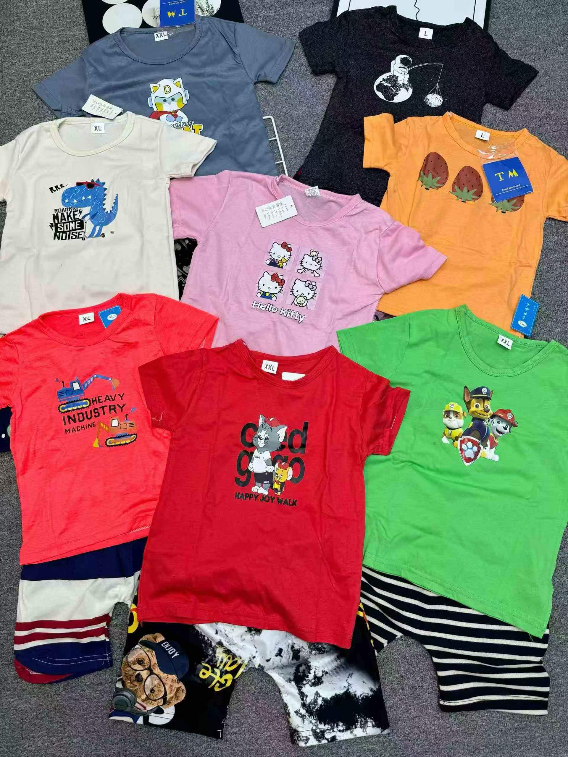 15000套新款夏季休闲糖果色儿童短袖套装 - Image 2
